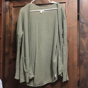 True olive green American Eagle Cardigan.